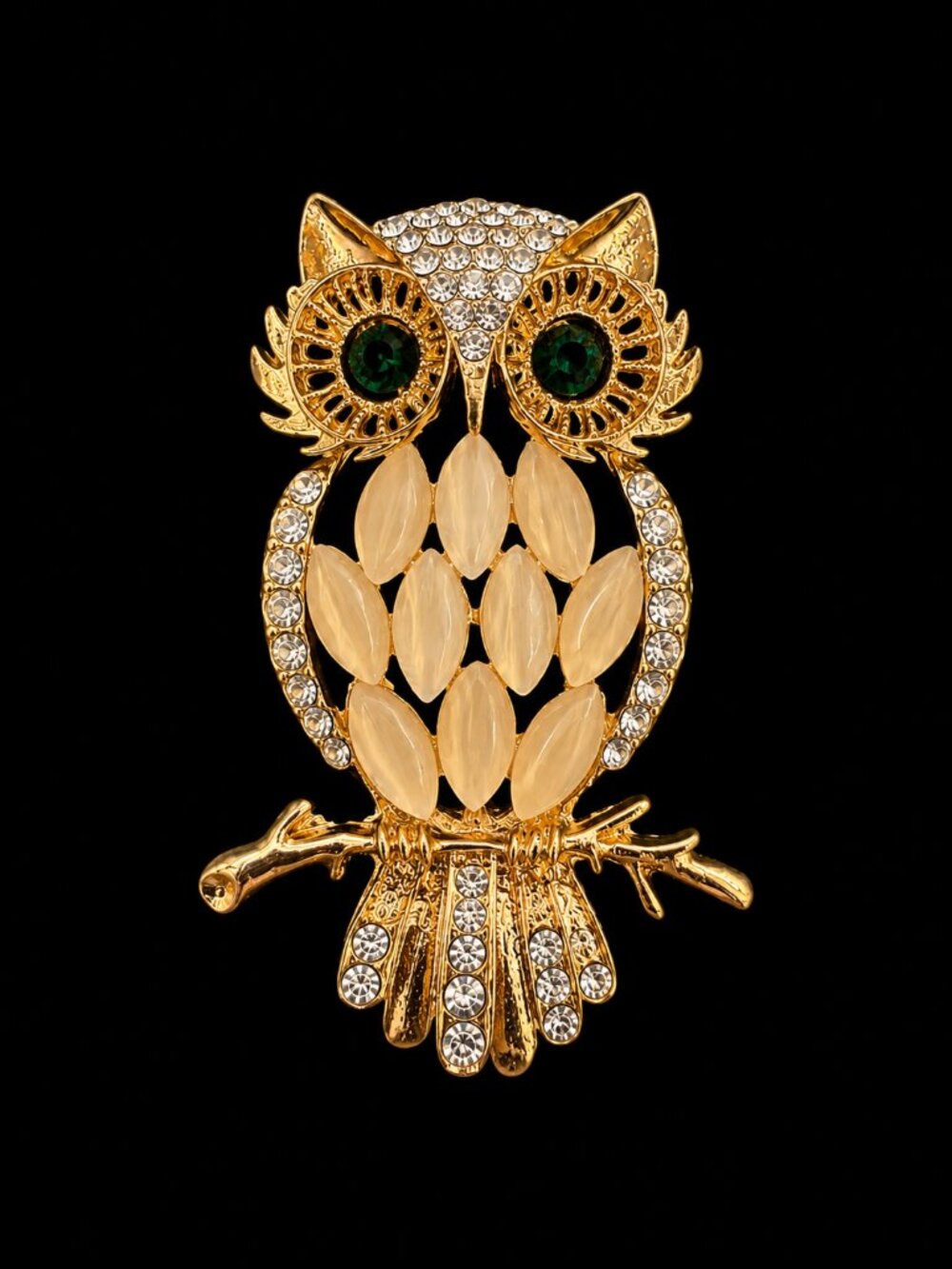 Gold Tone Metal Owl Pin / Brooch
